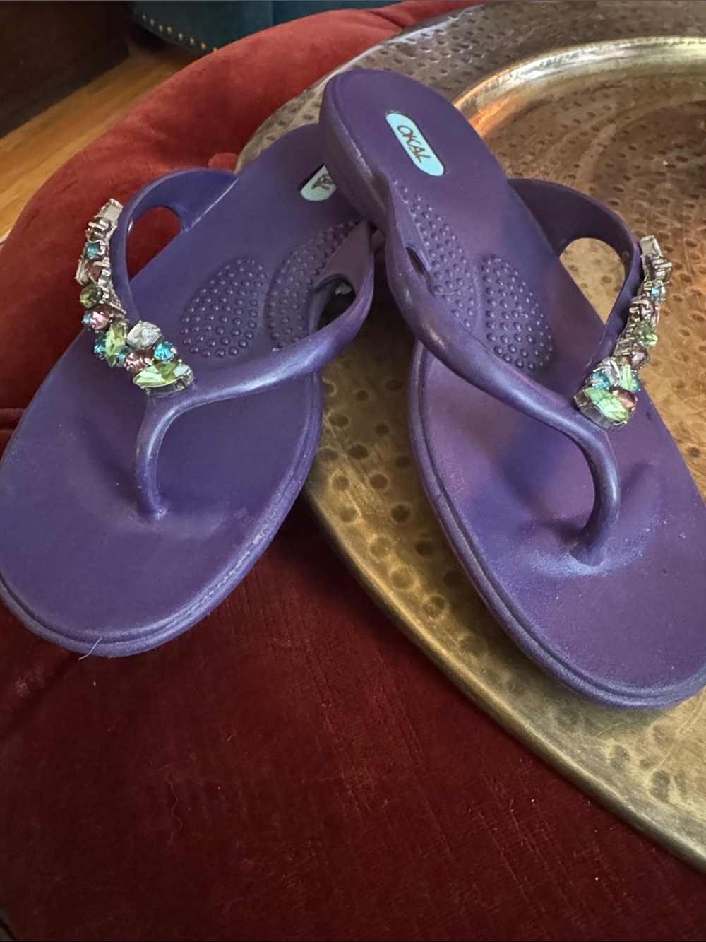 OKA b. Purple Jeweled Thong Sandals